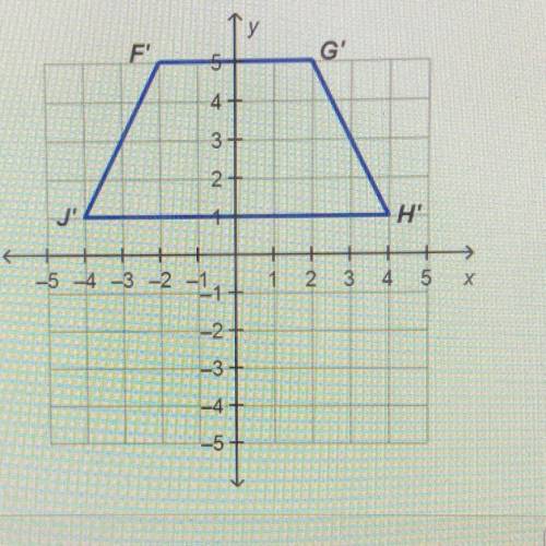 The graph shows trapezoid F’G’H’J’  If the trapezoid is the image of a translation of FGHJ, what mus