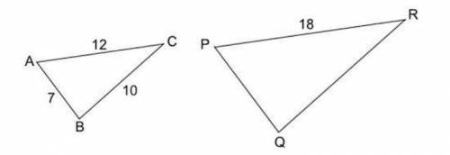 Triangles ABC and PQR are similar. What is the length of PQ?