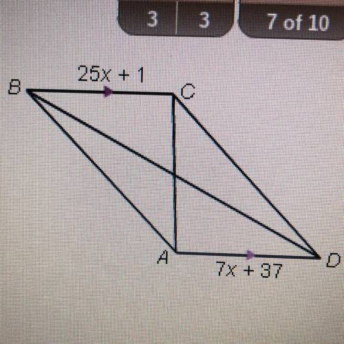Find the value of x for which ABCD must be a parallelogram.