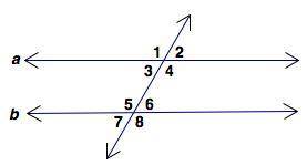 Lines a and b are parallel. What is the measure of ∠7 if ∠2 measures 68°? A) 34°  B) 56°  C) 68°  D)