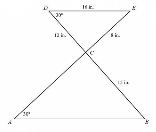 Part 1: Prove that the two triangles above are similar. Provide a proof using any method (two-column