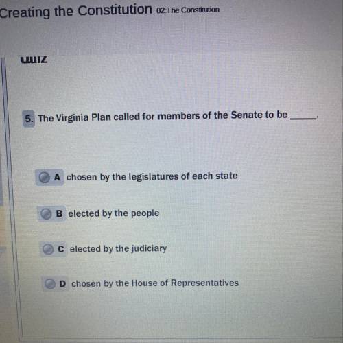5. The Virginia Plan called for members of the Senate to be ______