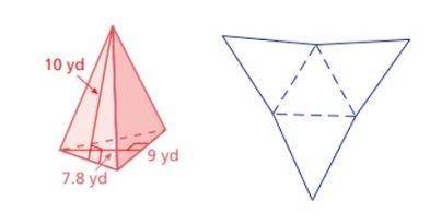 Use the net as an aid to compute the surface area (rounded to the nearest integer) of the triangular