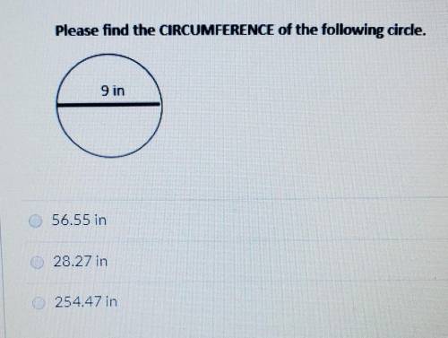 Please find the CIRCUMFERENCE of the following circle.