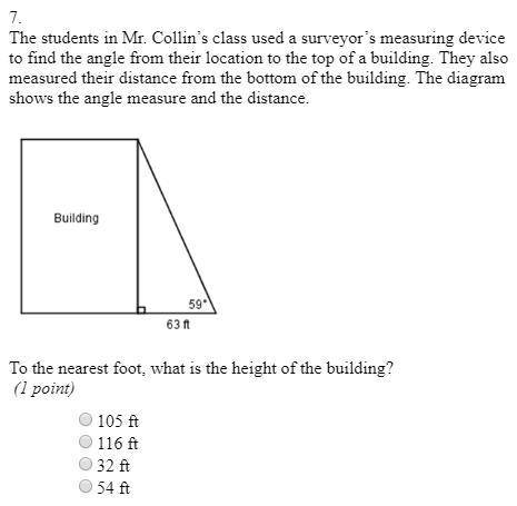 The students in Mr. Collin’s class used a surveyor’s measuring device to find the angle from their l