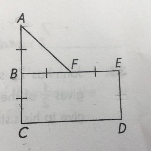 The figure is made up of a triangle and a rectangle it has a total area of 160 square inches AB = BC