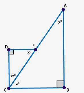If sin(y°) = cos(x°), which of the following statements is true?triangles ABC and CDE in which angle