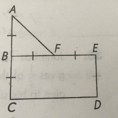 The figure is made up of a triangle and a rectangle it has a total are of 160 square inches AB = BC