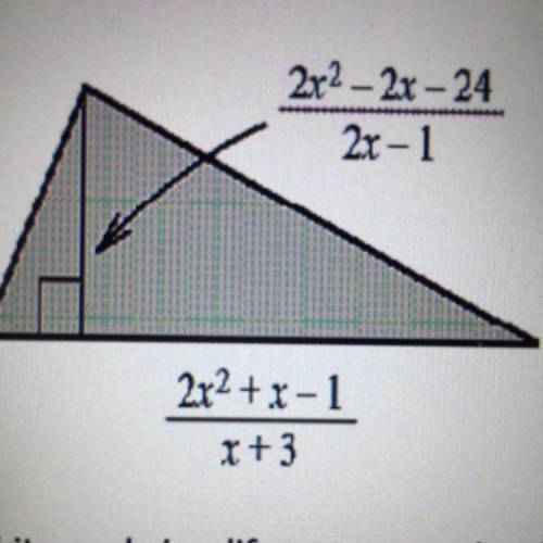Will mark the brainliest Given the following triangle with the indicated height and base. 1. Write a