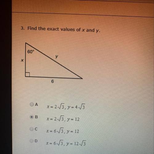 Find the exact values of x and y.