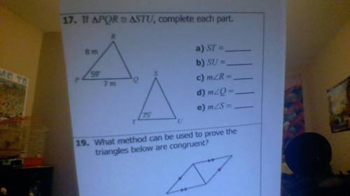 IF triangle PQR ~ triangle STU,complete each part