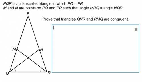 PQR is an isosceles triangle in which PQ=PR  M and N are points on PQ and PR such that angle MRQ = a