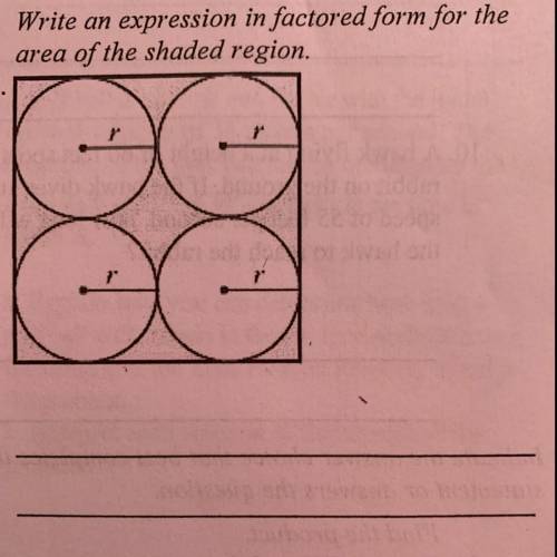 Write an expression in factored form for the area of the shaded region.