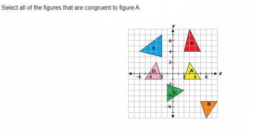 Select all of the figures that are congruent to figure A. Please help!