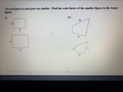Find the scale factor of the smaller figure to the larger figure