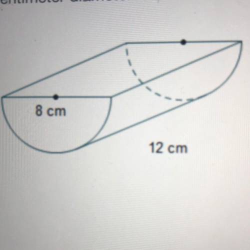 A solid piece of wood shaped as a cylinder with an 8- centimeter diameter is cut as shown. What is t