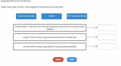 Match each type of short- and long-term investment to its attribute. I provided a picture an answer