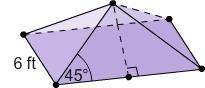 This image shows a square pyramid. What is the surface area of this square pyramid? 36 ft² 72 ft² 78