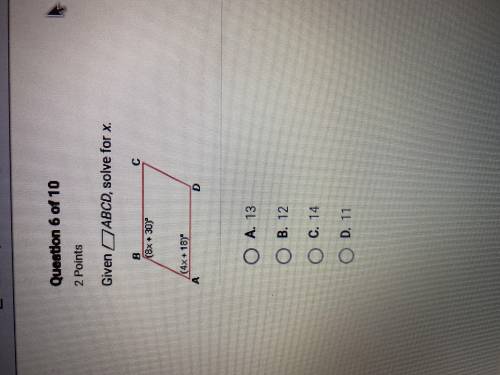 Given ABCD, solve for x?