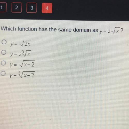 Which function has the same domain as y =2 over x
