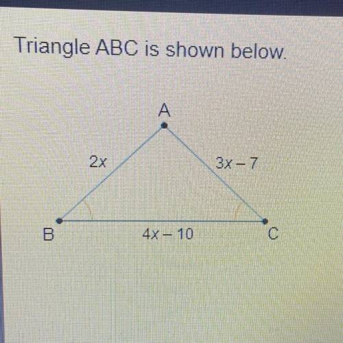 Triangle ABC is shown below. What is the length of line segment AC?