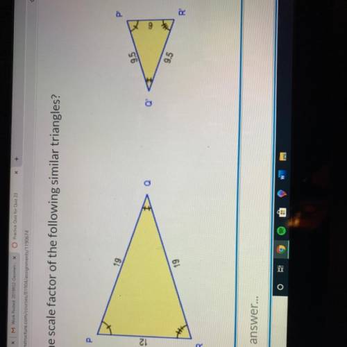 What is the scale factor of the following similar triangles?