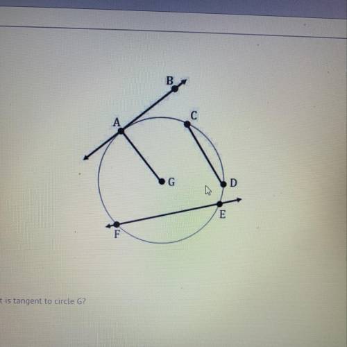 Which Line or segment is tangent to circle G?