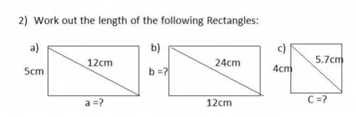 Work out the length of the following rectangles