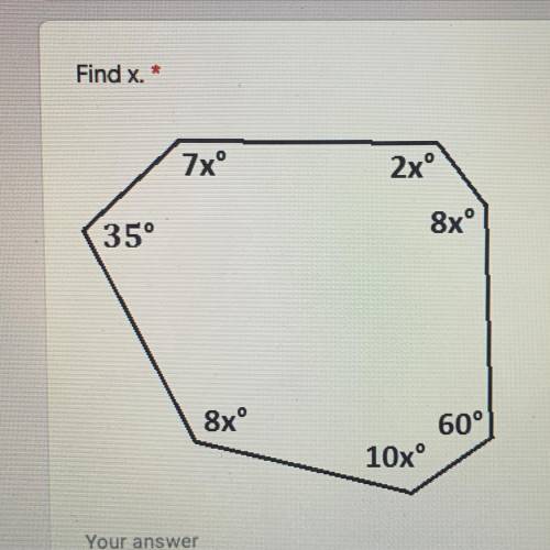 Find x using the picture provided.