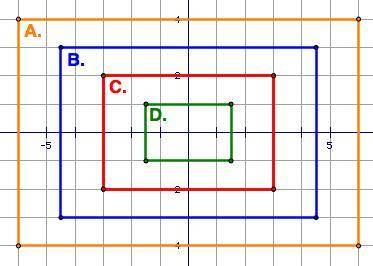Four rectangles are shown in the diagram. For which dilation is the ratio of the side lengths 2:3? A