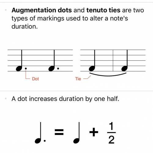 What is the difference between a dot and tie in music?