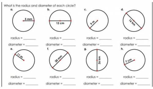 What is the radius and diameter of these circles?