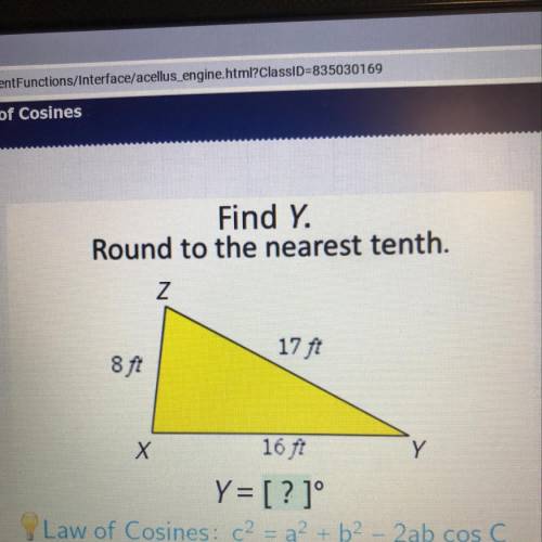 Find Y. Round to the nearest tenth.  Y= ? degrees