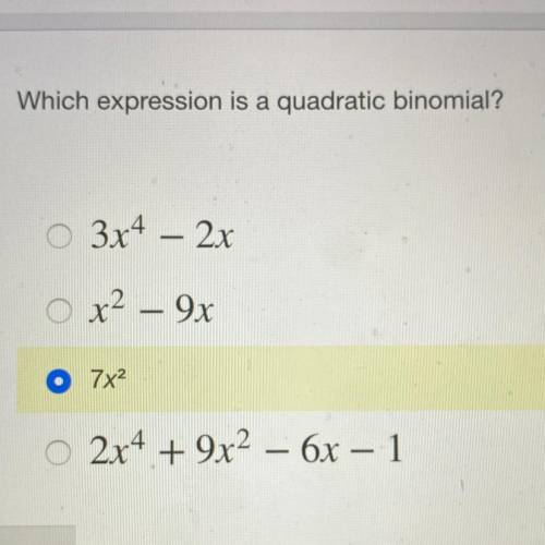 Which expression is a quadratic binomial?