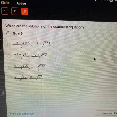 What’s the solution to the quadratic equation X^2=9x+6