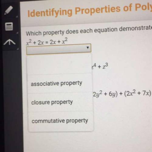 Which property does each equation demonstrate?