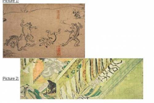 Look at the two pictures below. Name each piece of art and the style of Japanese art each represents