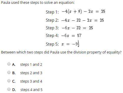 Paula used these steps to solve an equation: