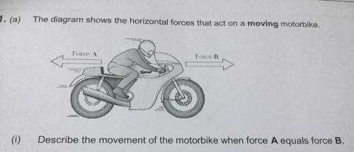 MOTION: The diagram shows the horizontal forces that act on a moving motorbike. Describe the movemen