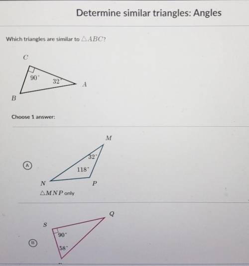 Which triangle is similar to ABCA. and B. shown in pictureC. BothD. Neither