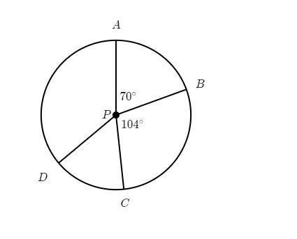 What is the arc measure, in degrees of Arc ADC on Circle P below?
