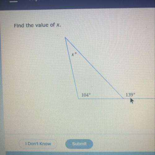 Find the value of X of this triangle