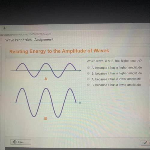 Which wave, A or B, has higher energy?