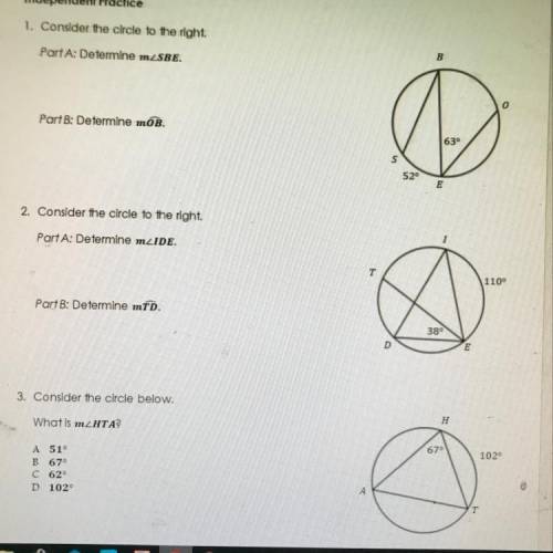 Determine the following angles