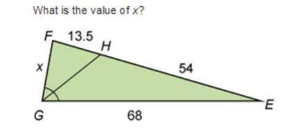 What is the value of x. A. 17 B. 16 C. 16.5 D. 15