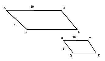 The following parallelograms are similar. Angle A is congruent to angle X. Angle B is congruent to a