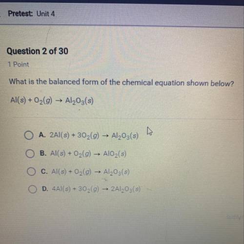 What is the balanced form of the chemical equation shown below?