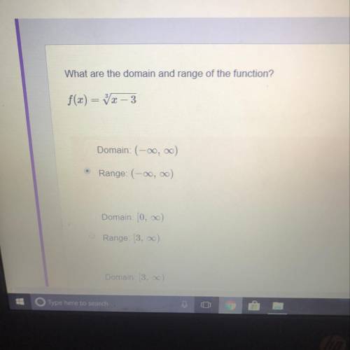 What are the domain and range of the function? f(x) = ^3 square x - 3