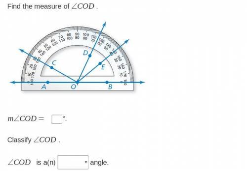 Find the measure of angle COD.