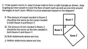 Three square room in Joey's house meet to form a right triangle as shown. Joey is going to put new c